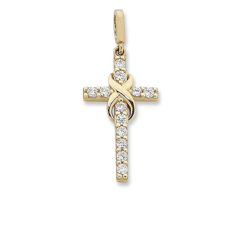 Infinity and Cross Pendant in 9ct Yellow Gold Necklaces Bevilles 