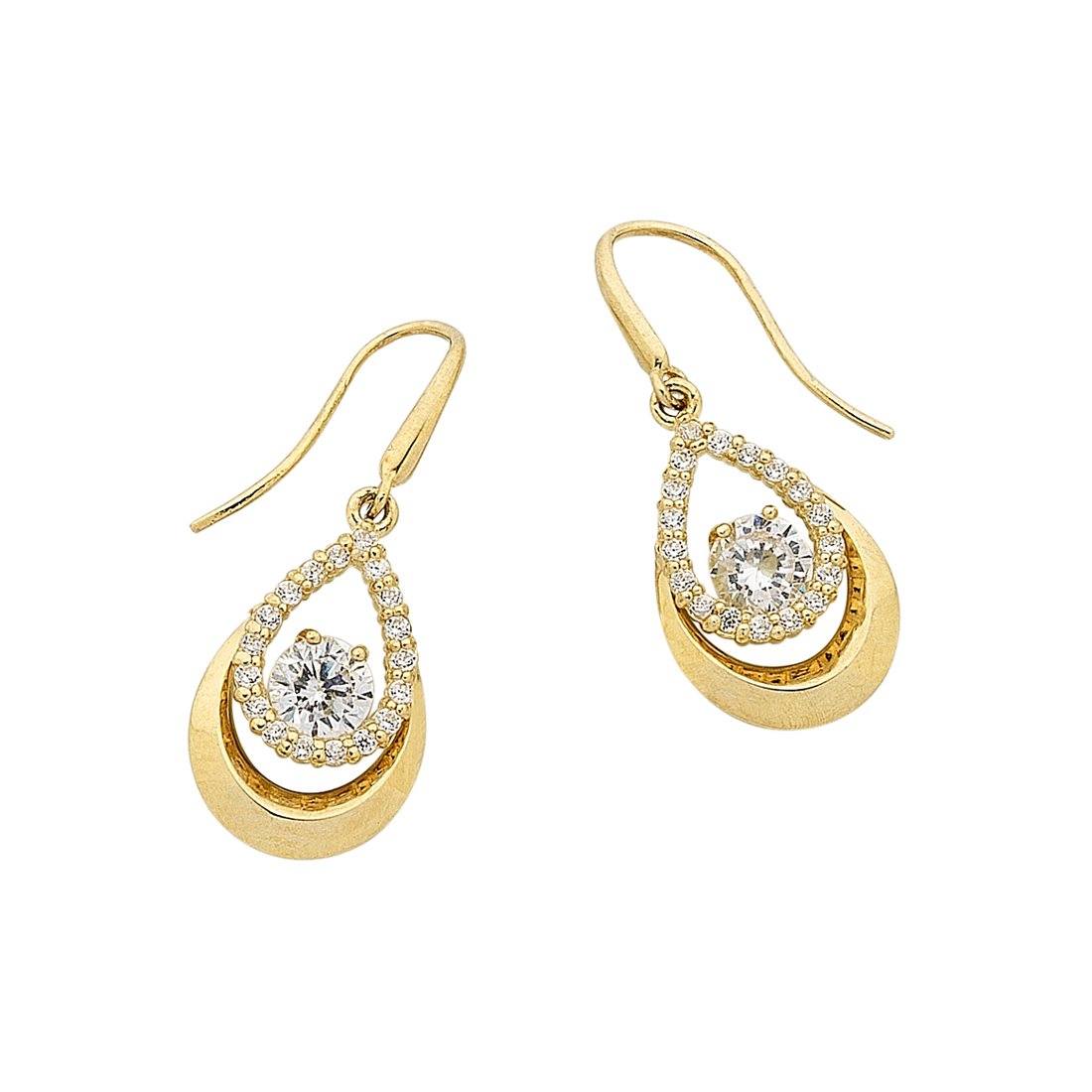 9kt Yellow Gold Pear Shaped Drop Earrings - Main Image