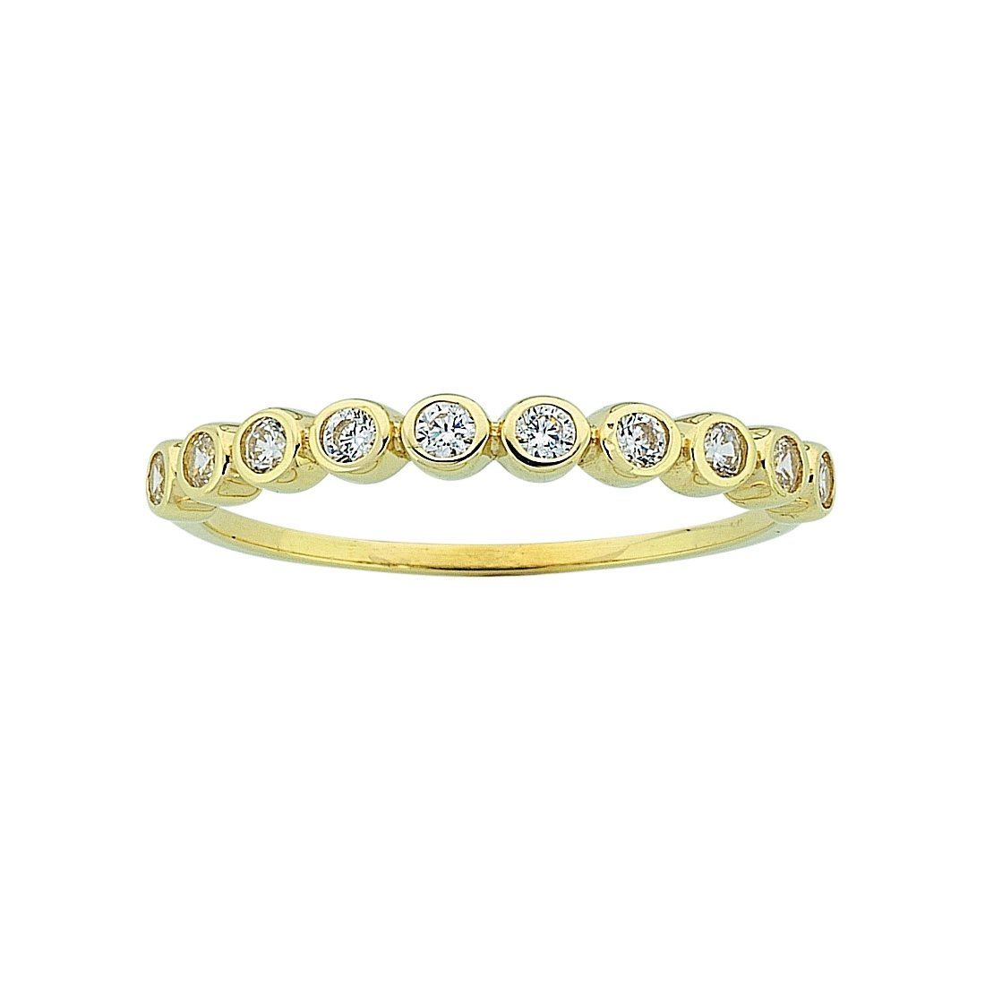 9kt Yellow Gold Cubic Zirconia Bezel Channel Set Stackable Ring