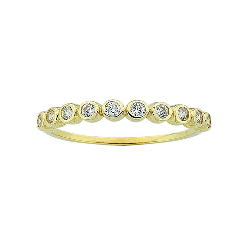 9ct Yellow Gold Cubic Zirconia Bezel Channel Set Stackable Ring Rings Bevilles 