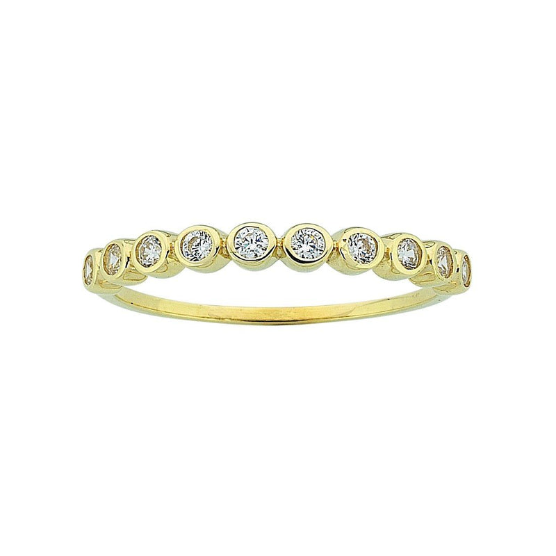 9ct Yellow Gold Cubic Zirconia Bezel Channel Set Stackable Ring Rings Bevilles 