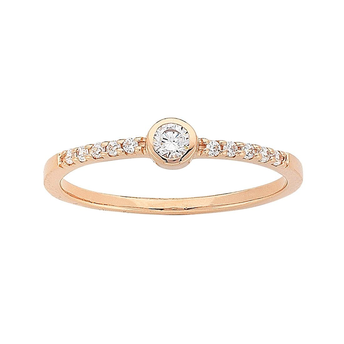 Sterling Silver Rose Plated Cubic Zirconia Stackable Ring Rings Bevilles 