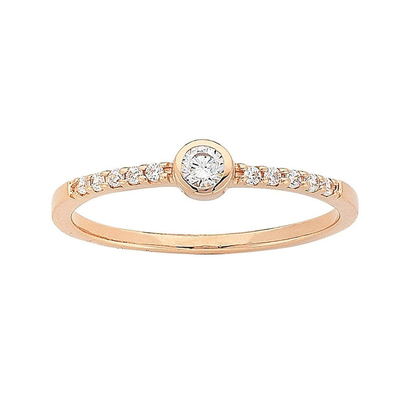 Sterling Silver Rose Plated Cubic Zirconia Stackable Ring Rings Bevilles 