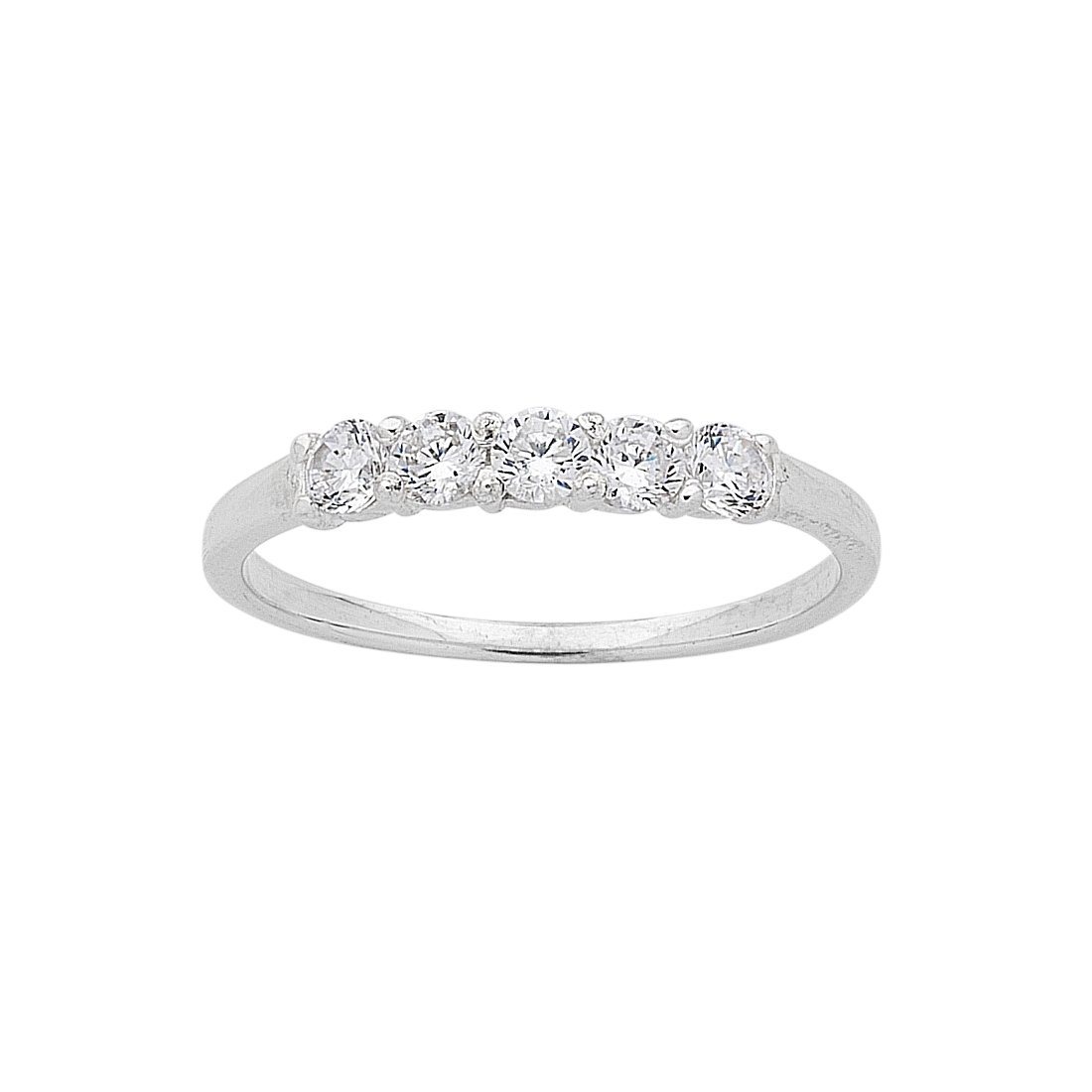 Sterling Silver Cubic Zirconia 5 Stone Claw Set Ring Rings Bevilles 