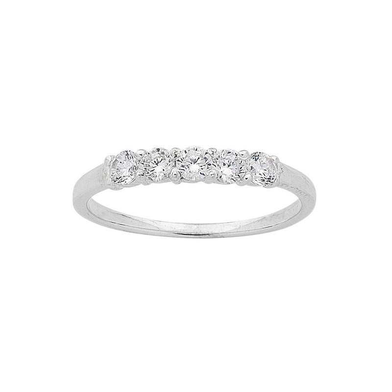 Sterling Silver Cubic Zirconia 5 Stone Claw Set Ring Rings Bevilles 