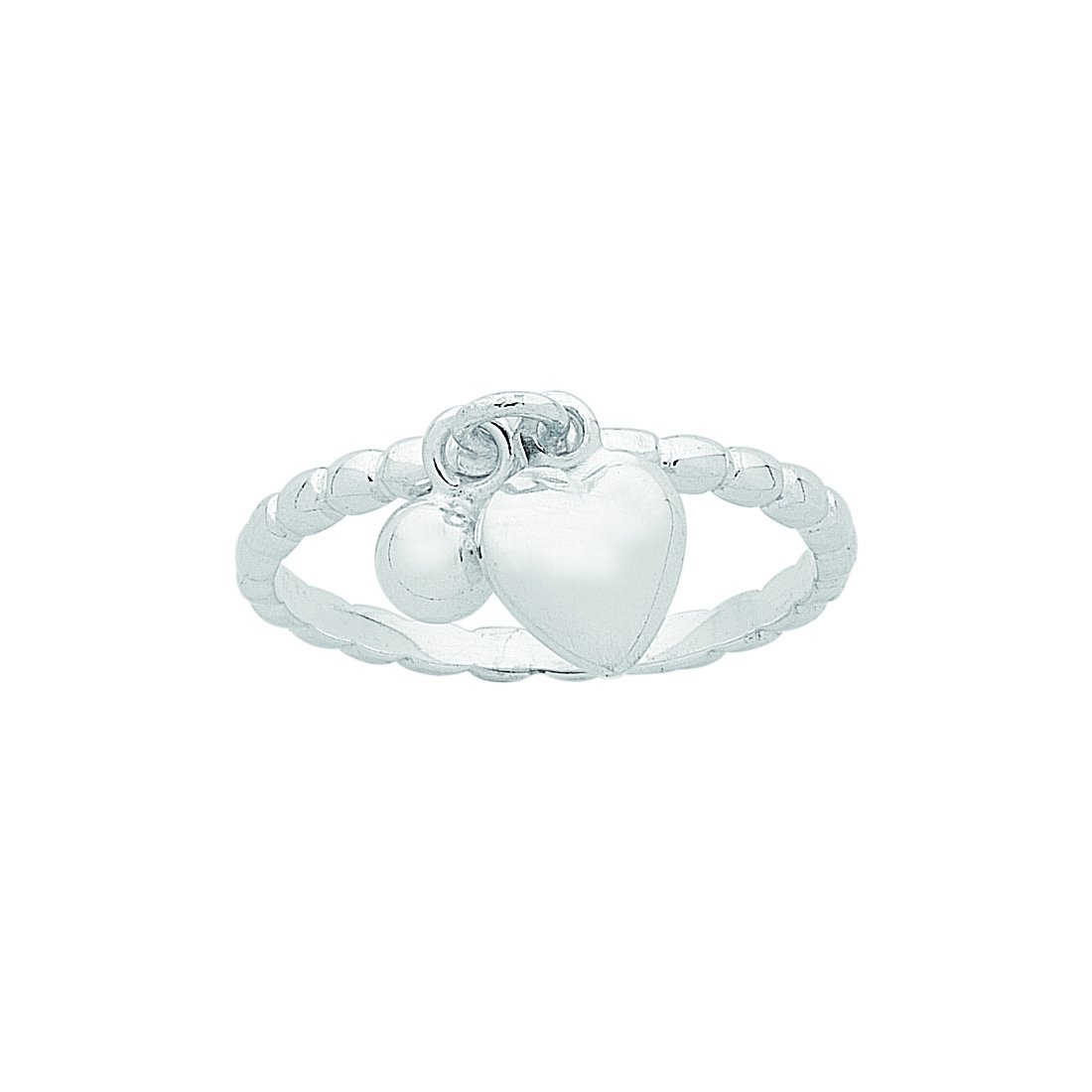 Sterling Silver Ball and Heart Charm Stackable Ring Rings Bevilles 