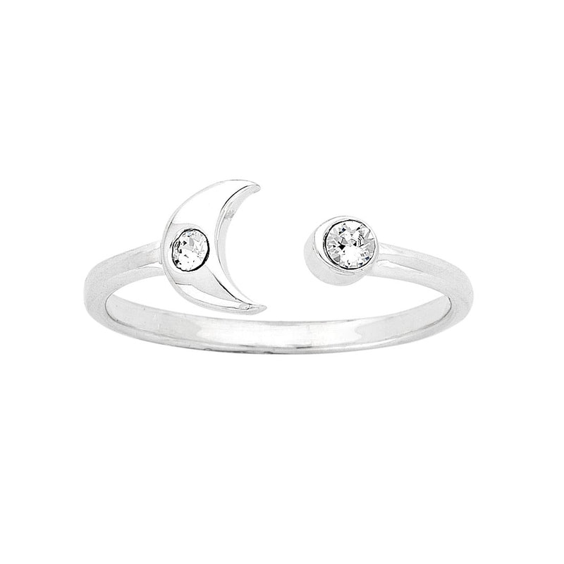 Sterling Silver Cubic Zirconia Moon Ring Rings Bevilles 