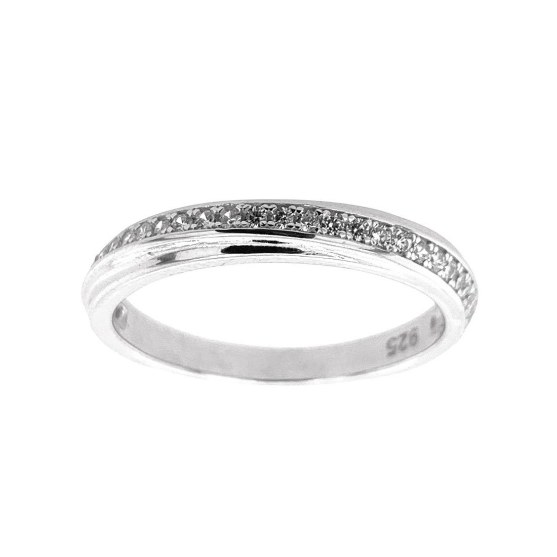 Sterling Silver Cubic Zirconia Diagonal Set Ring Rings Bevilles 