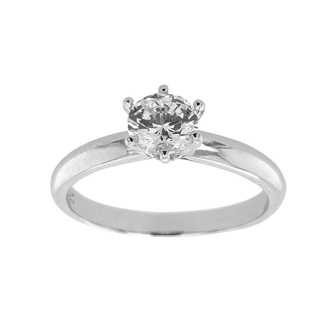 Sterling Silver Cubic Zirconia 6mm Solitaire Ring Rings Bevilles 