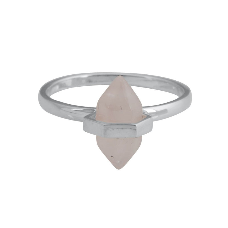 Sterling Silver Oval Rose Quartz Stackable Ring Rings Bevilles 