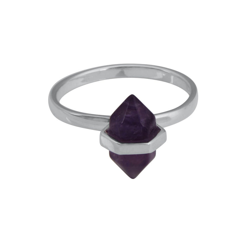 Sterling Silver Oval Purple Amethyst Stackable Ring Rings Bevilles 