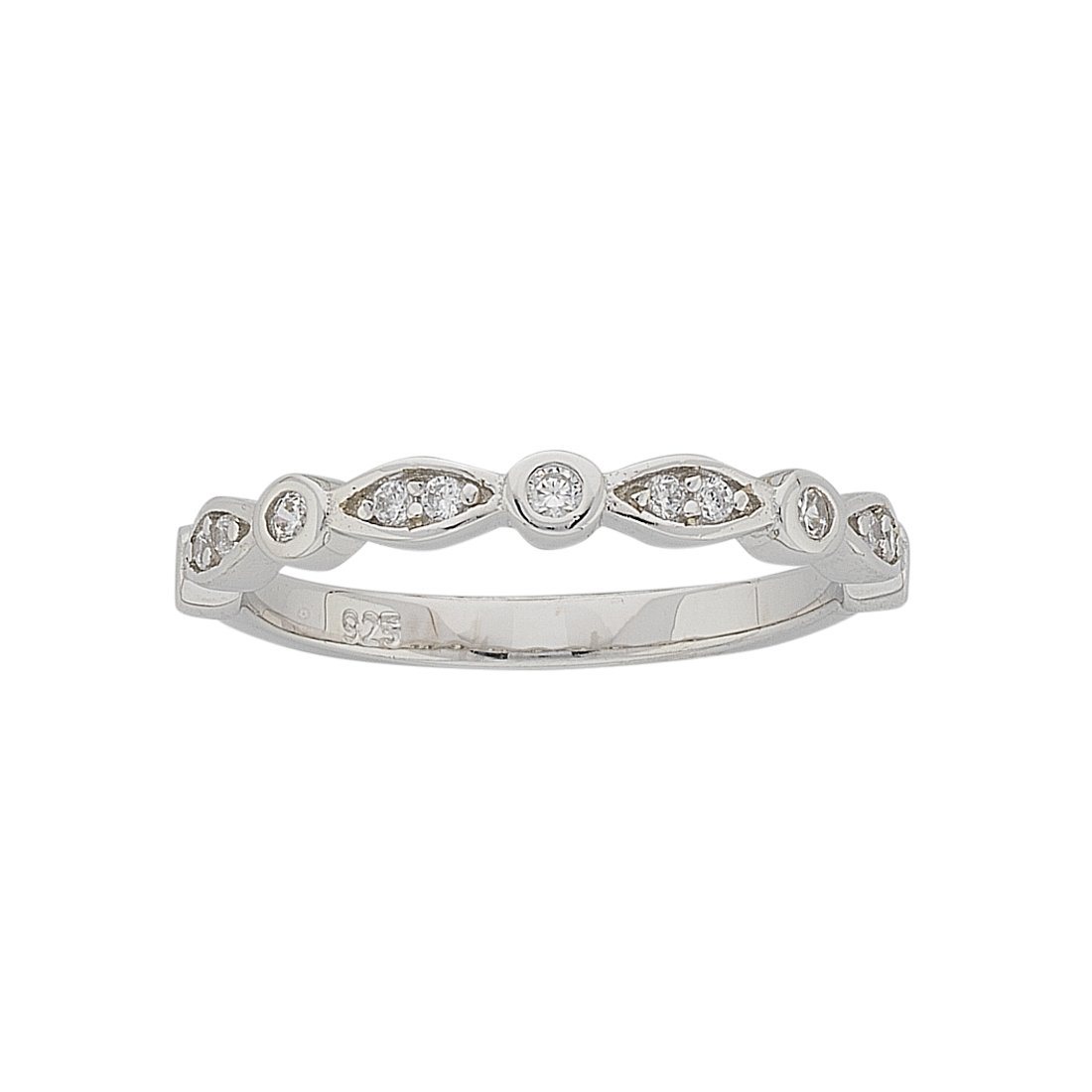 Sterling Silver Bezel Set Cubic Zirconia Stackable Ring Rings Bevilles 