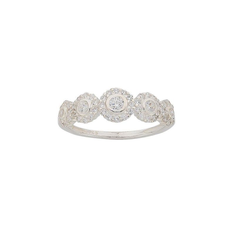 Sterling Silver Multiple White Cubic Zirconia Halo Ring Rings Bevilles 