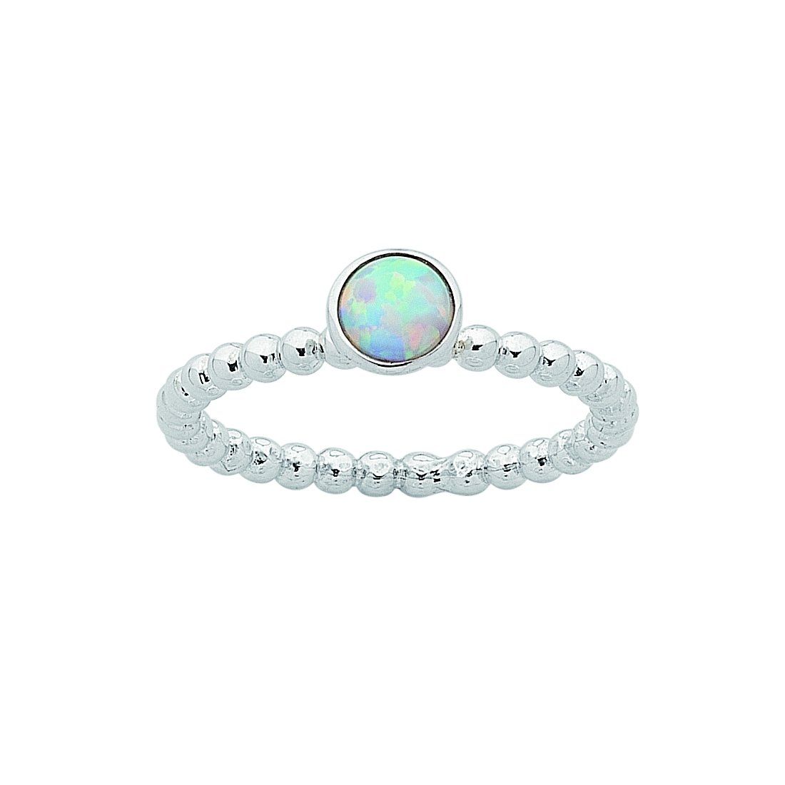 Sterling Silver Synthetic Opal Stackable Ring Rings Bevilles 