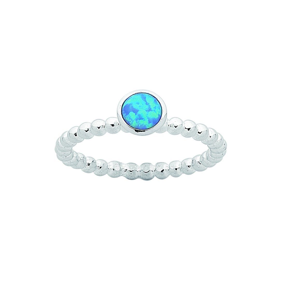Sterling Silver Synthetic Blue Opal Stackable Ring Rings Bevilles 