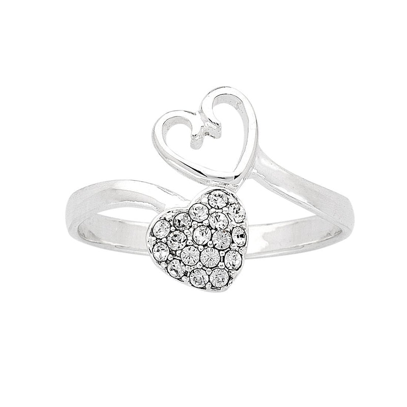 Sterling Silver Double Heart Cubic Zirconia Ring Rings Bevilles 