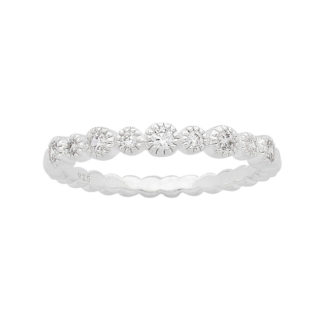 Sterling Silver Alternating Cubic Zirconia Ring Rings Bevilles 