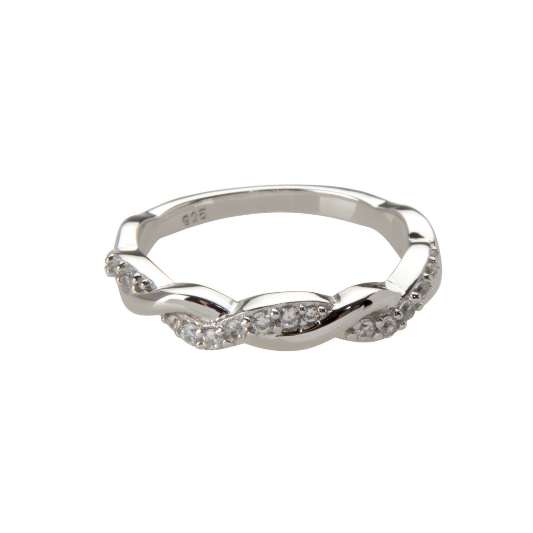 Sterling Silver Cubic Zirconia Twist Stackable Ring Rings Bevilles 