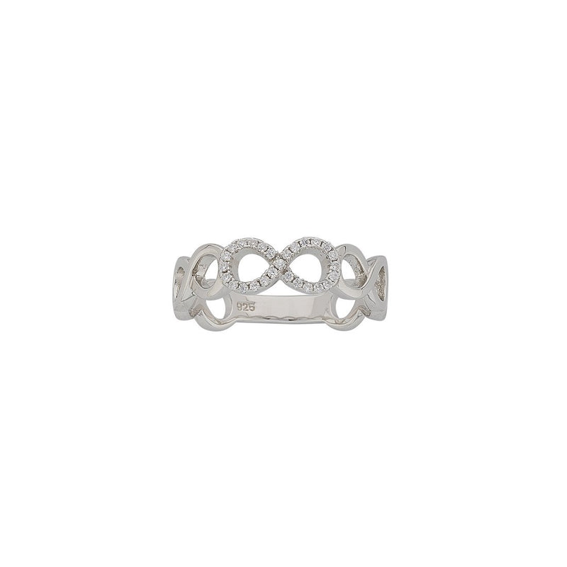 Stainless Steel Alternate Plain And Cubic Zirconia Set Infinity Pattern Ring Rings Bevilles 