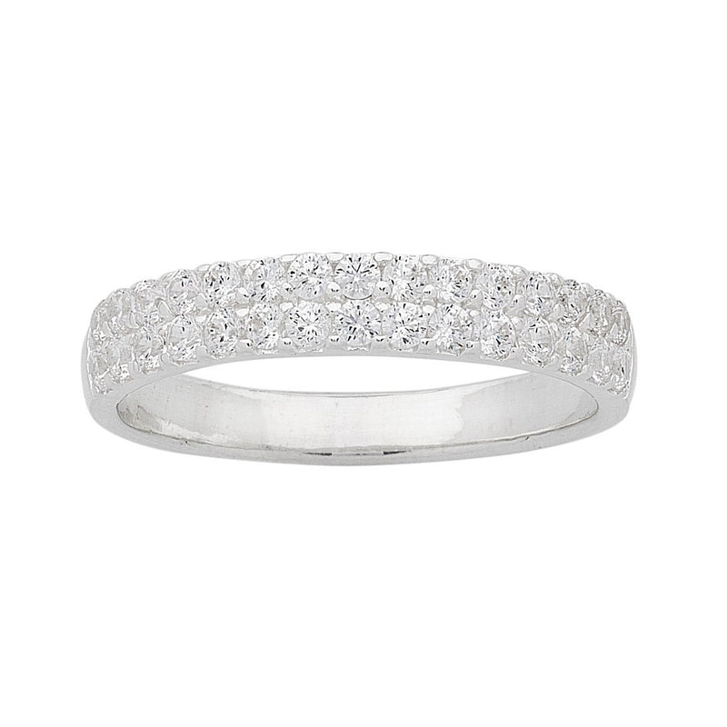 Sterling Silver Double Row Cubic Zirconia Ring Rings Bevilles 