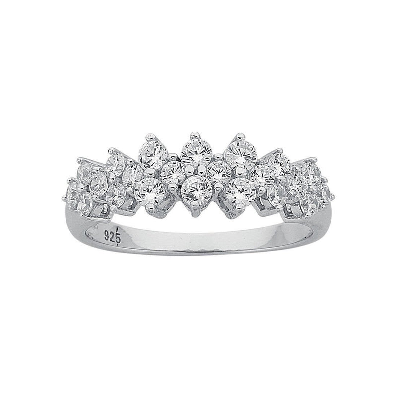Sterling Silver Cubic Zirconia Cluster Ring Rings Bevilles 
