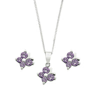 Children's Sterling Silver Purple Butterfly Earring & Necklace Set Jewellery Sets Bevilles 