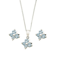 Children's Sterling Silver Blue Butterfly Earring & Necklace Set Necklaces Bevilles 