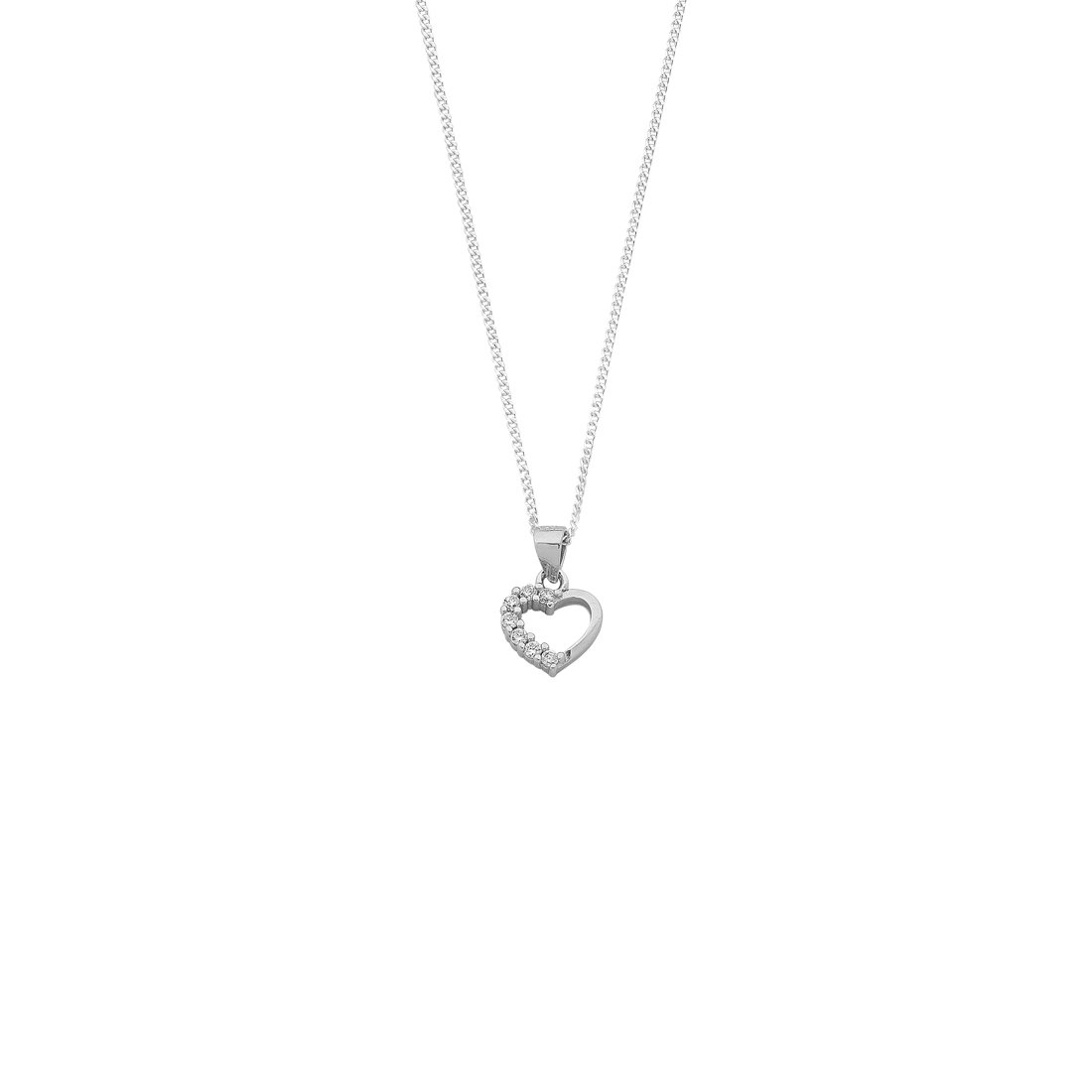 Children's Sterling Silver Cubic Zirconia Heart Necklace Necklaces Bevilles 