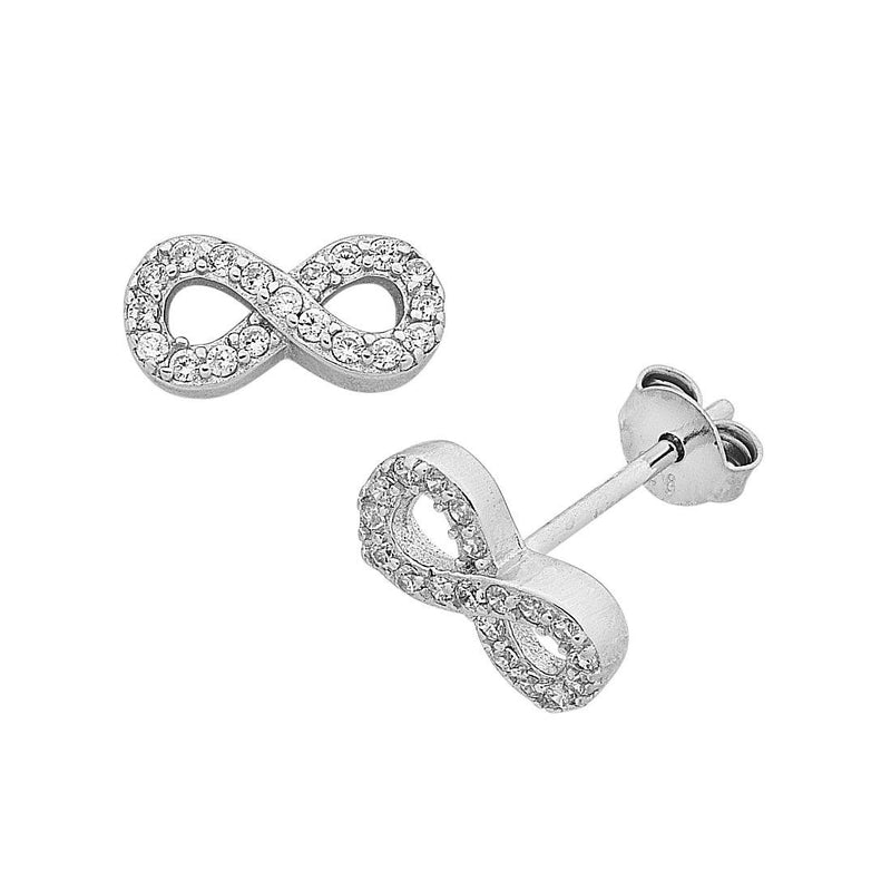 Children's Sterling Silver Cubic Zirconia Infinity Stud Earrings Earrings Bevilles 