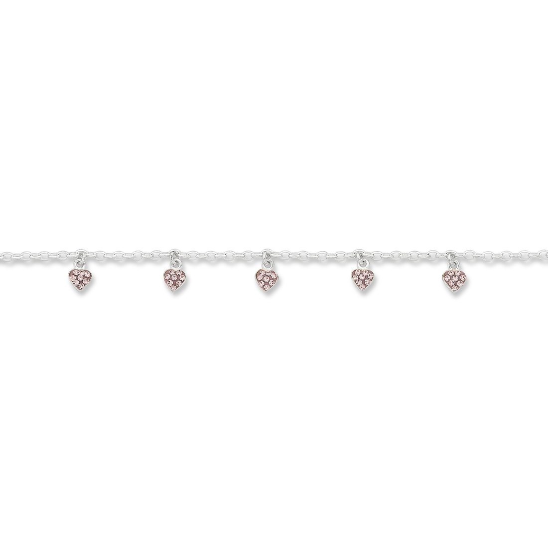 Children's Sterling Silver Pink Crystal Heart Belcher Bracelet Bracelets Bevilles 