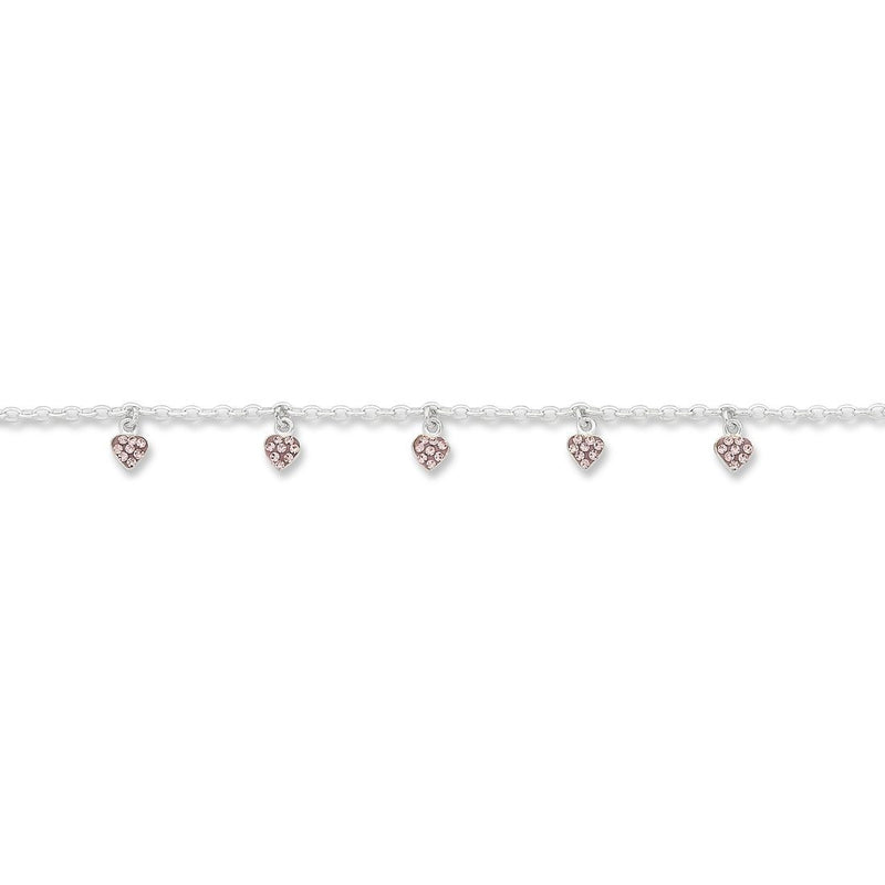 Children's Sterling Silver Pink Crystal Heart Belcher Bracelet Bracelets Bevilles 