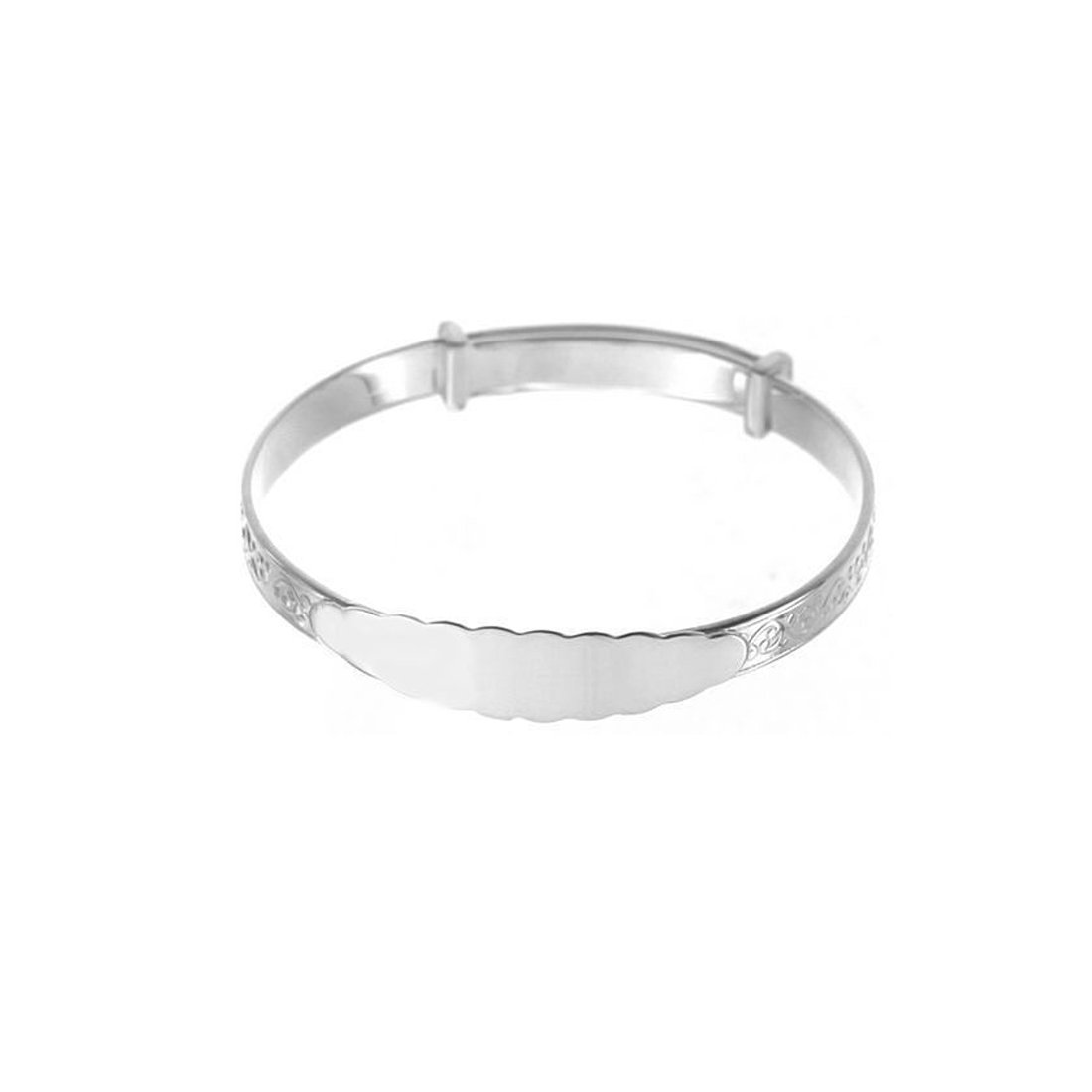 Children's Sterling Silver Patterned ID Bangle Bracelets Bevilles 