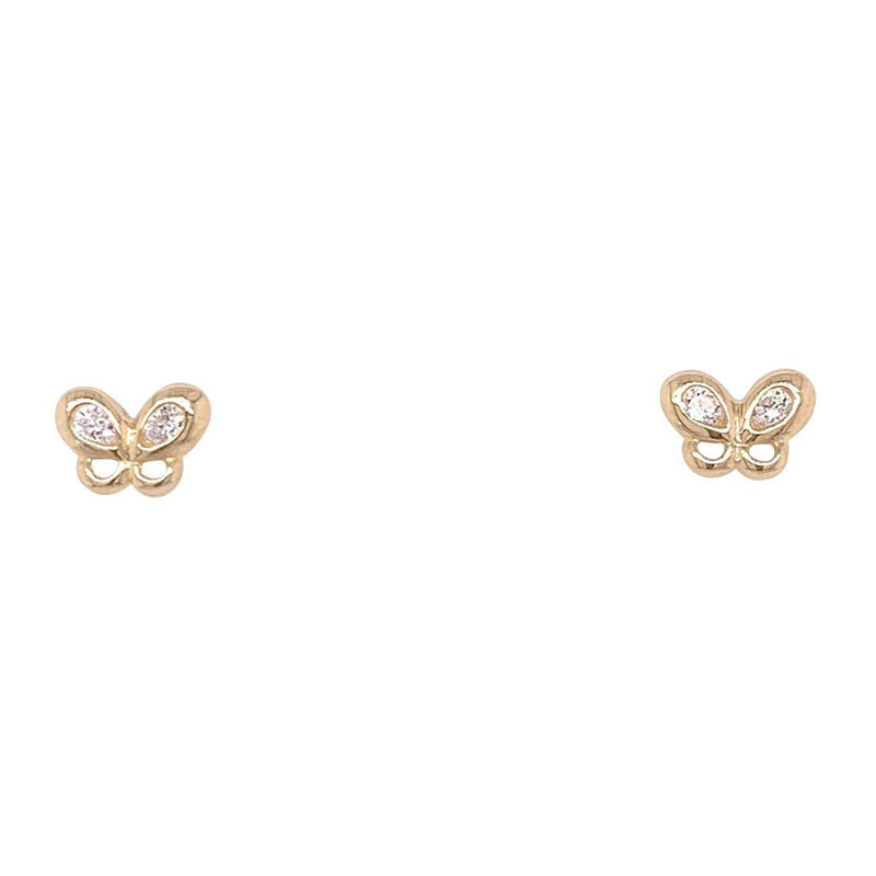 Girls 9ct Yellow Gold Cubic Zirconia Butterfly Stud Earrings Earrings Bevilles 