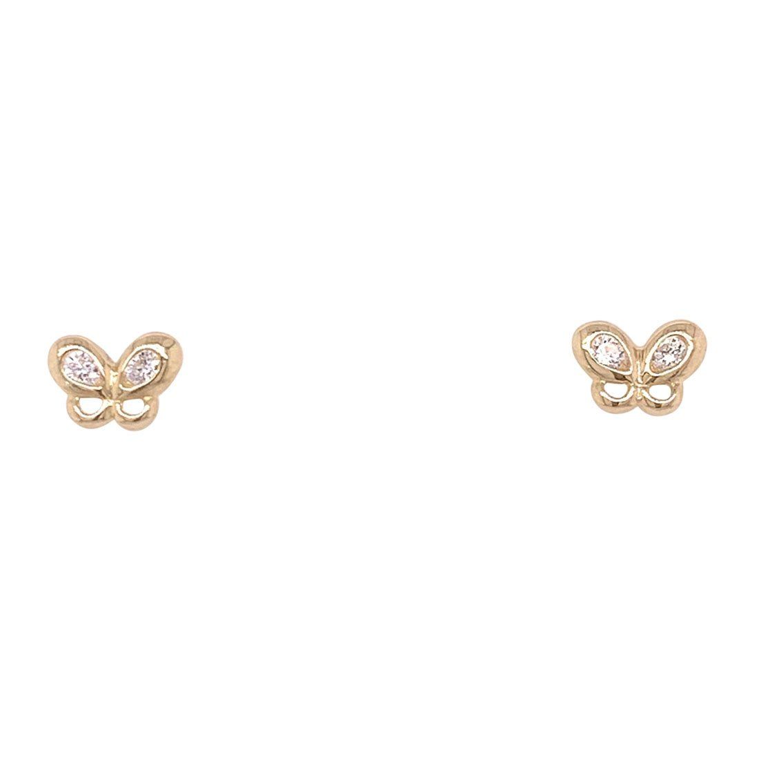 Girls 9ct Yellow Gold Cubic Zirconia Butterfly Stud Earrings Earrings Bevilles 