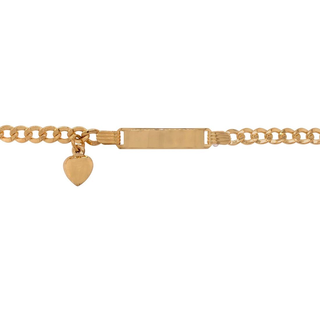 Girls 9ct Yellow Gold ID Bracelet with Heart Charm Bracelets Bevilles 