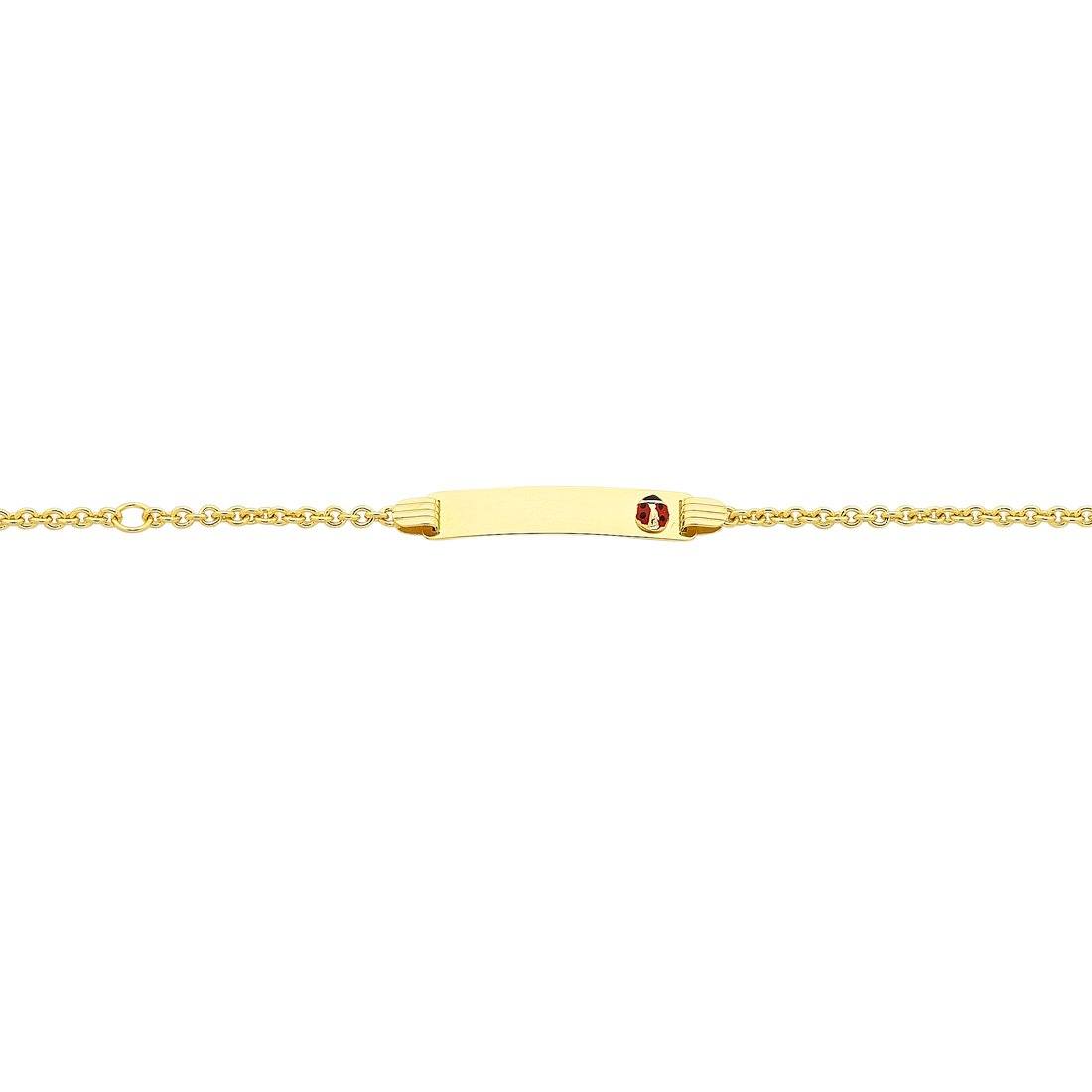 Children's 9ct Yellow Gold Silver Infused Lady Bug ID Bracelet Bracelets Bevilles 
