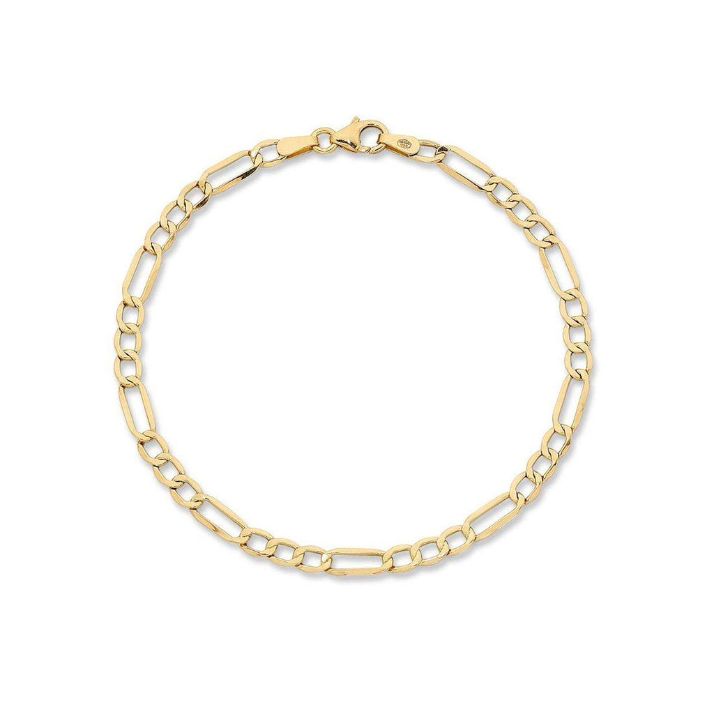 Children's 9ct Yellow Gold Silver Infused Figaro Bracelet