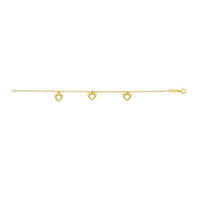 Children's 9ct Yellow Gold Silver Infused Three Heart Bracelet Bracelets Bevilles 