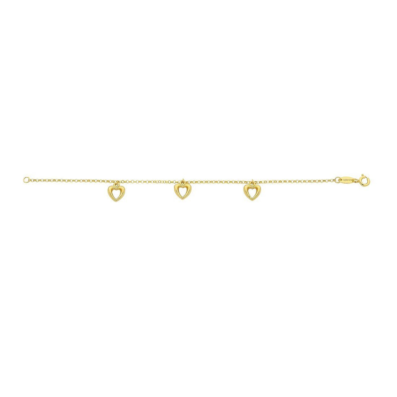 Children's 9ct Yellow Gold Silver Infused Three Heart Bracelet Bracelets Bevilles 