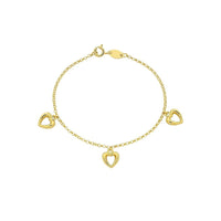 Children's 9ct Yellow Gold Silver Infused Three Heart Bracelet Bracelets Bevilles 