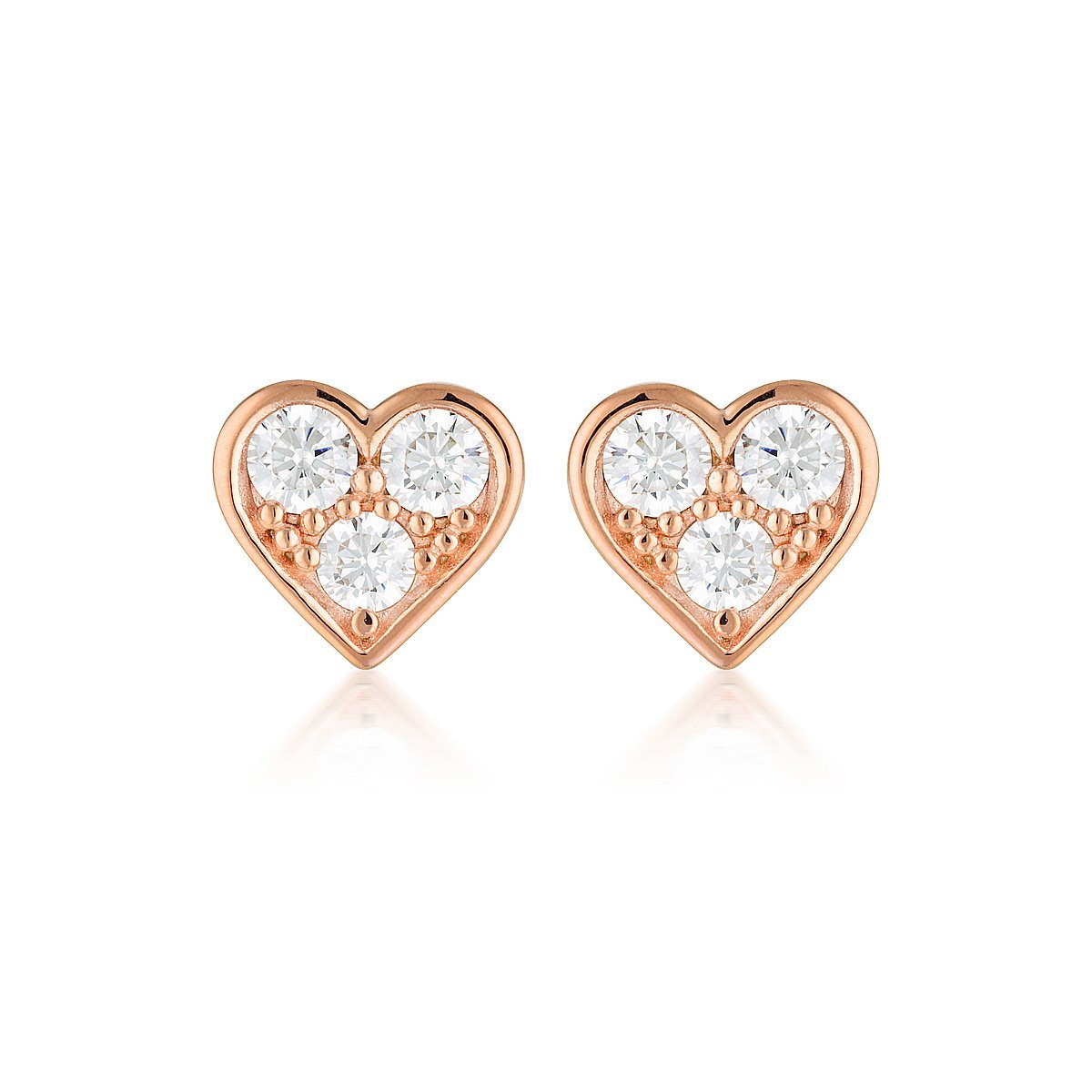 WHITE CZ ROSE GOLD 20MILS EARRING Bevilles Jewellers 