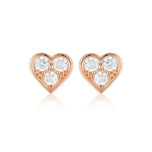 WHITE CZ ROSE GOLD 20MILS EARRING Bevilles Jewellers 