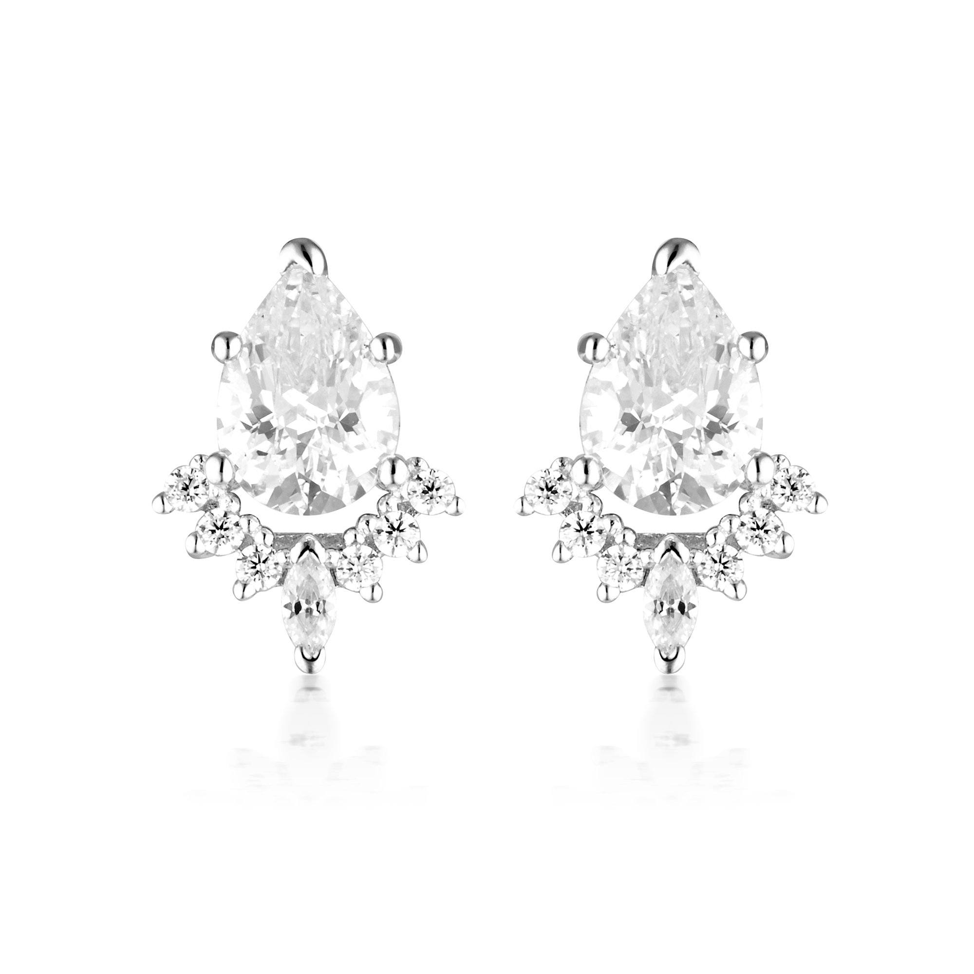 GEORGINI ICONIC BRIDAL PENELOPE EARRING SILVER Bevilles Jewellers 