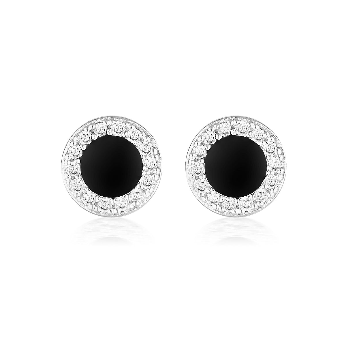 GEORGINI REFLECTION ENAMEL STUD EARRINGS SILVER & BLACK Georgini 