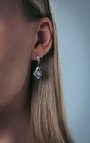 GEORGINI REFLECTION ART DECO EARRINGS SILVER & BLACK ENAMEL Georgini 