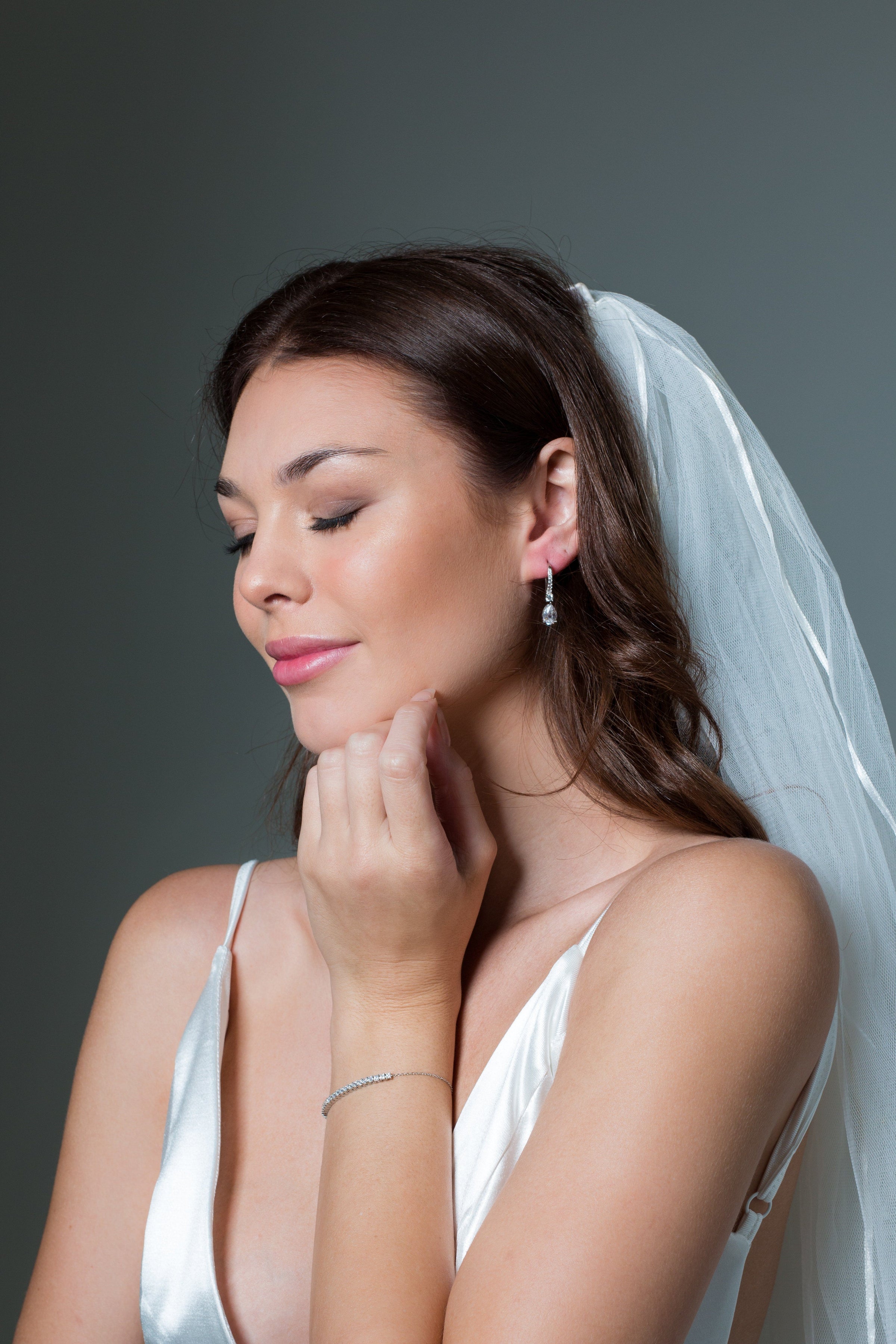 GEORGINI ICONIC BRIDAL ELIZABETH EARRINGS SILVER Bevilles Jewellers 