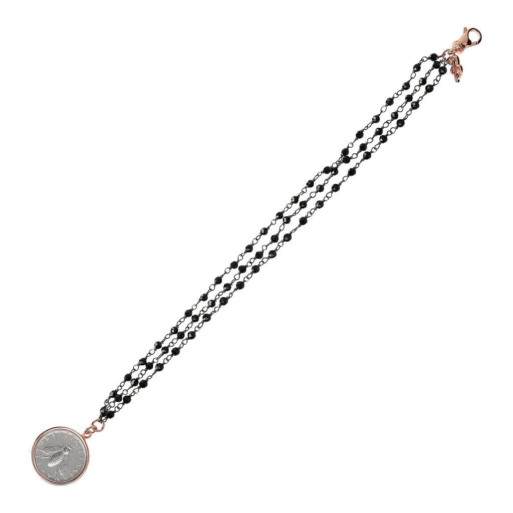 Bronzallure Lira with Bee Bracelet Black Spinel Bracelets Bronzallure 