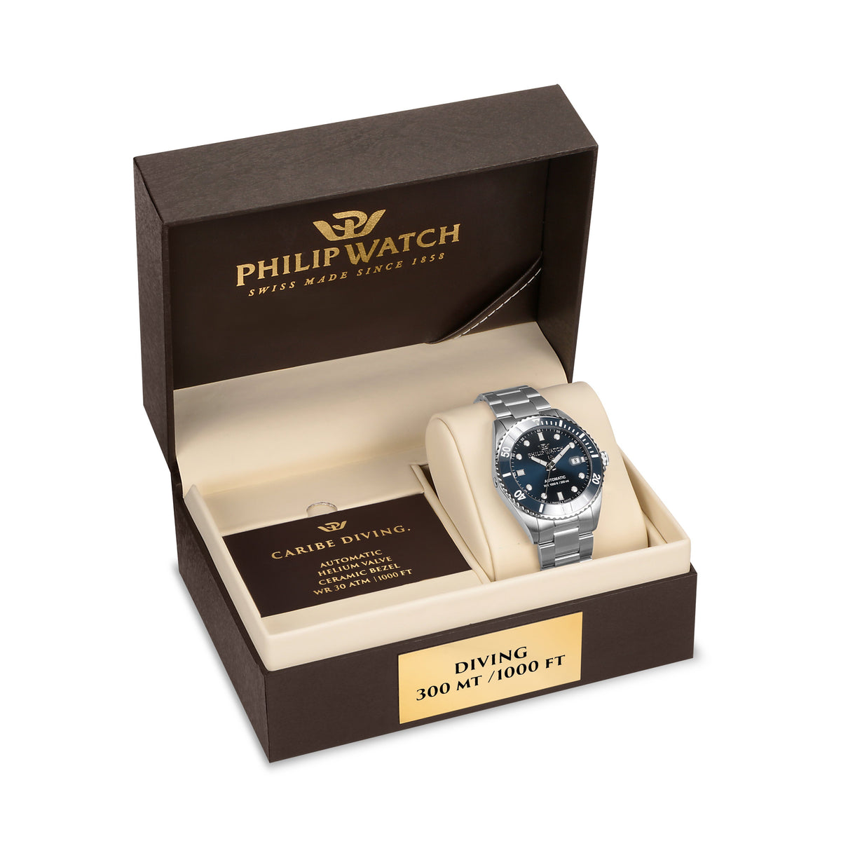 Philip Caribe Diving Automatic Blue Watch Watches Philip Watch 