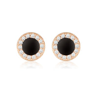 GEORGINI REFLECTION ENAMEL STUD EARRINGS ROSE GOLD & BLACK Georgini 