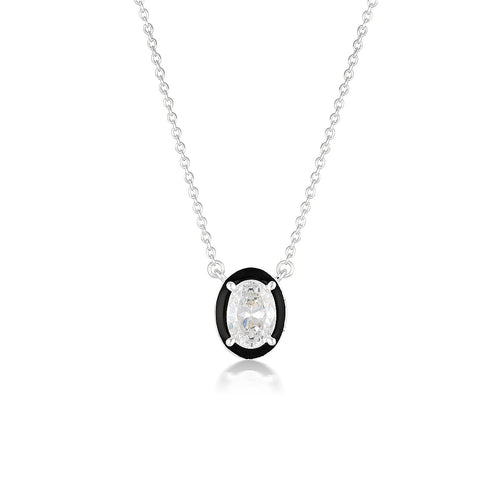 GEORGINI REFLECTION OVAL PENDANT SILVER & BLACK ENAMEL Georgini 